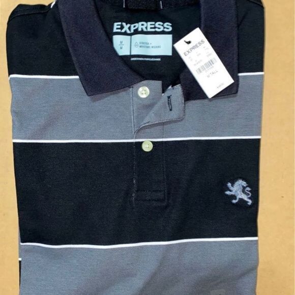 Striped Moisture-Wicking Performance Polo Tall M - Picture 2 of 3